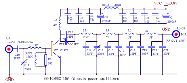 15W Transmitter Power Amplifier 88-108MHz