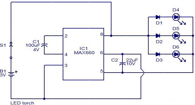 LED Torch Using MAX660