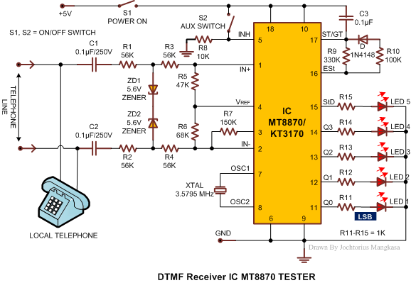 MT8870 DTMF Telephone Dial Tone Decoder